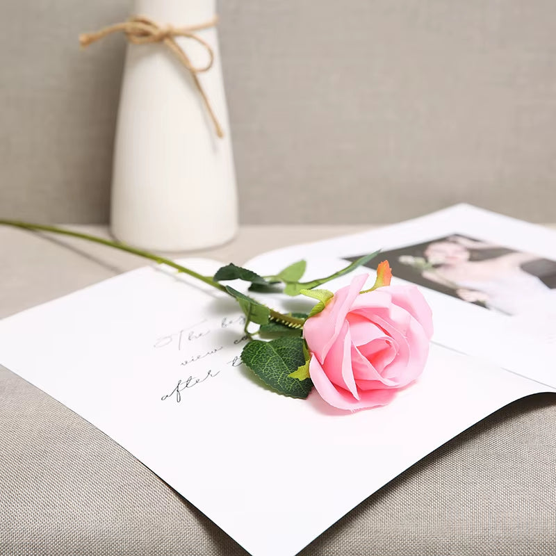 Artificial Red Rose Flowers Living Room Home Decoration Accessories Thanksgiving Wedding Diy Bouquet Silk Flowers Bouquet
