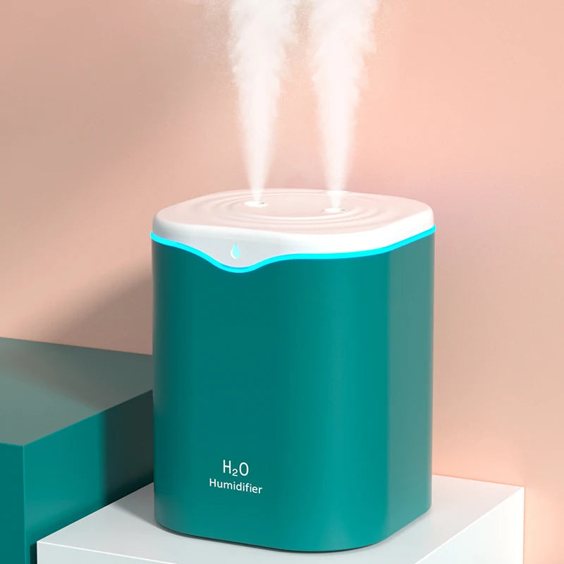 2000ML USB Air Humidifier Double Spray Port Essential Oil Aromatherapy Diffuser Cool Mist Maker Fogger for Home Office