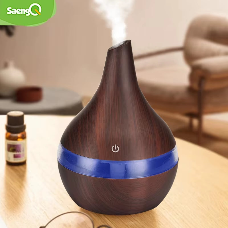 Humidifier Electric Aroma Air Diffuser Wood Ultrasonic Air Humidifier Essential Oil Aromatherapy Cool Mist Maker for Home
