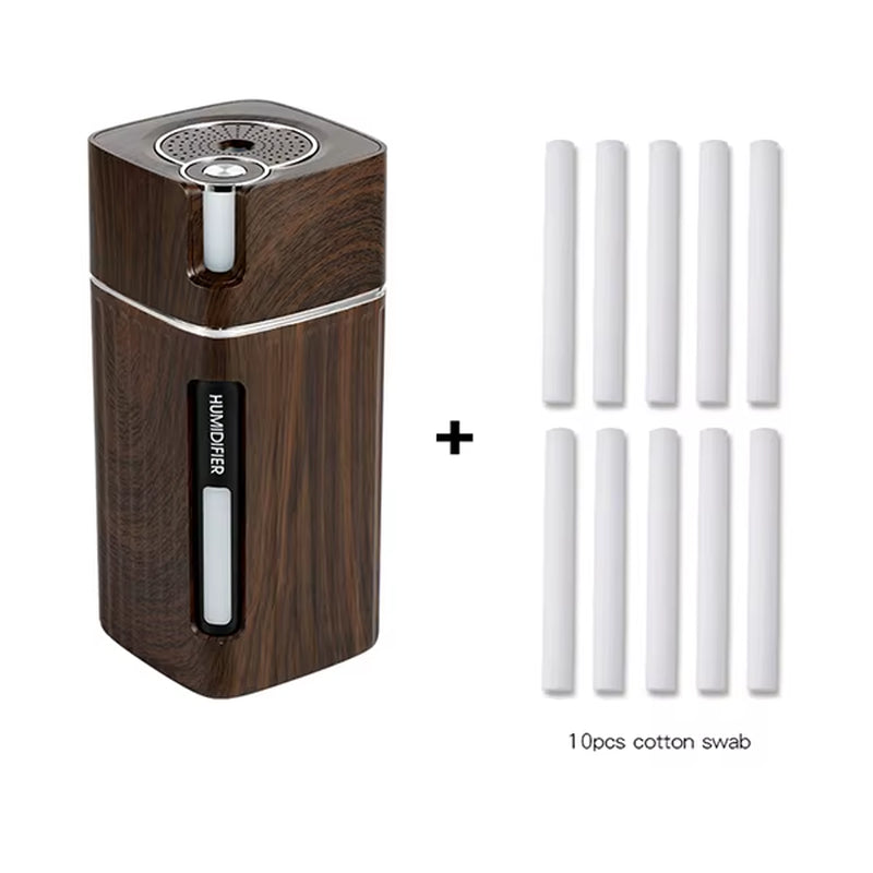 Electric Humidifier Aroma Oil Diffuser Essential Ultrasonic Wood Grain Air Humidifier USB Mini Mist Maker LED Light