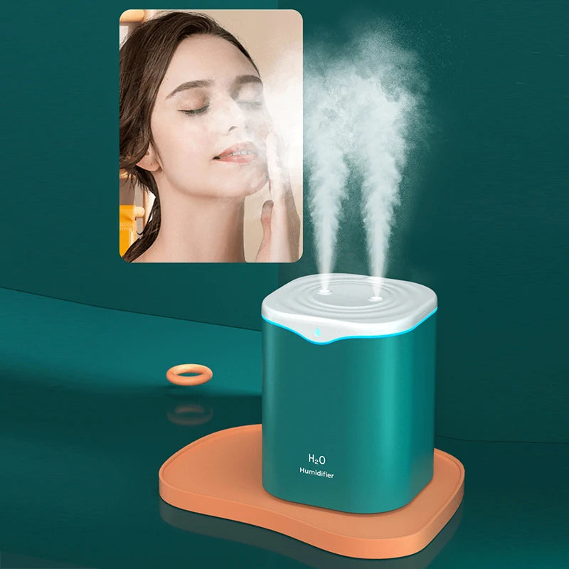 2000ML USB Air Humidifier Double Spray Port Essential Oil Aromatherapy Diffuser Cool Mist Maker Fogger for Home Office