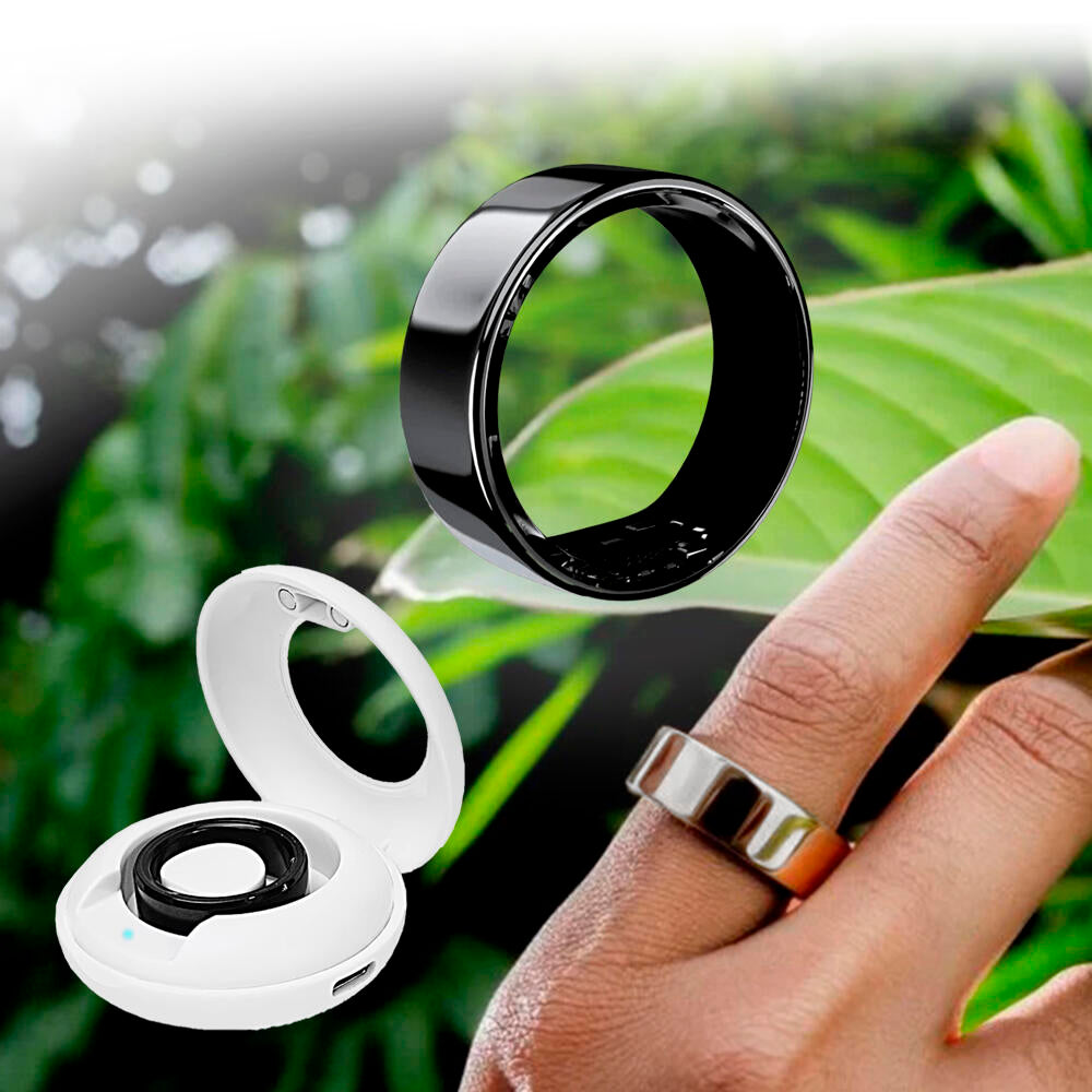 Anillo Inteligente Smart Ring con Monitor de Sueño, Oxígeno y Ritmo Cardíaco - Estuche de Carga Incluido
